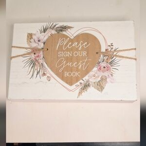 Floral Guest Book Sign with Heart Design